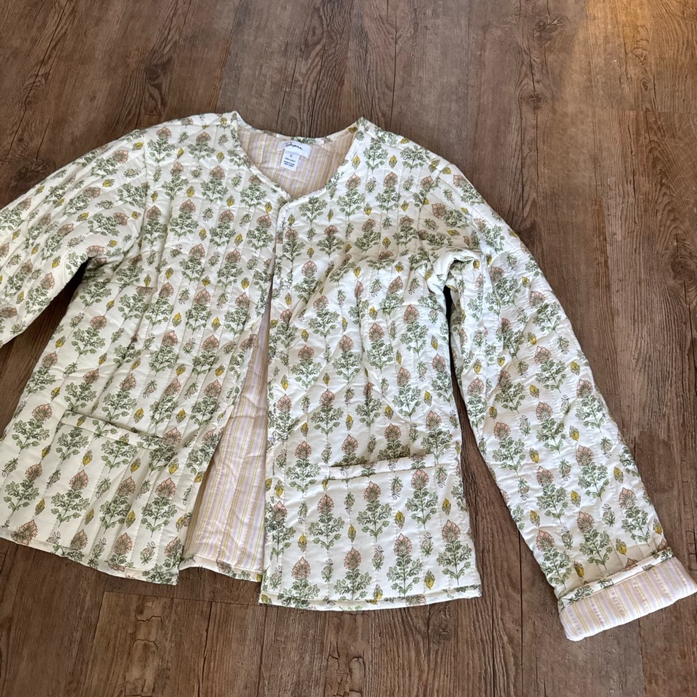 Jaipur Floral Cotton Jacket with Green and Yellow Accents